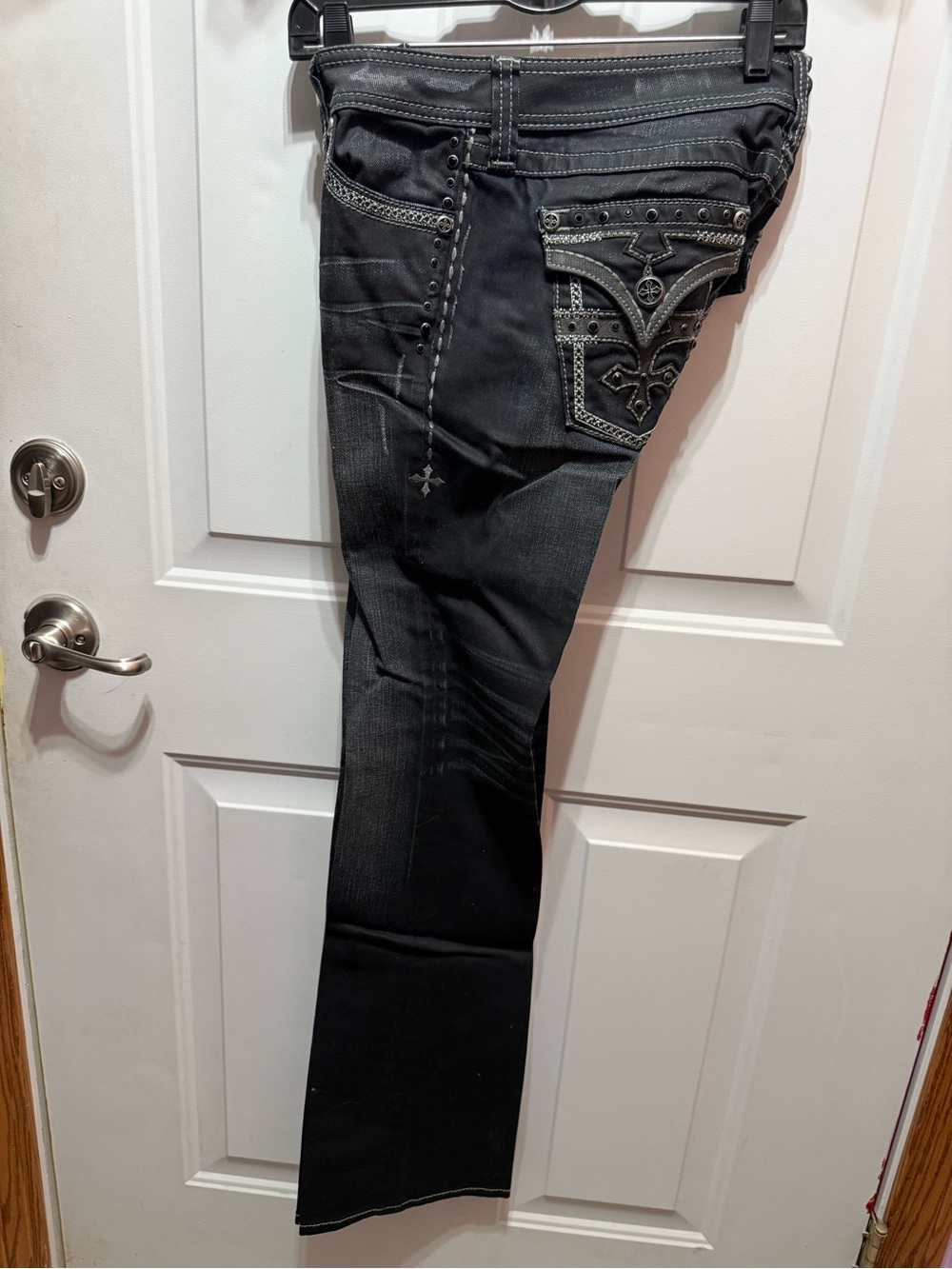 Affliction Jade Charcoal Embellished with Black Crystals Women's Jeans 28XL